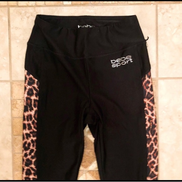 NWT Bebe Sport Bling Logo Cheetah Print Crop, sz M - Picture 4 of 6